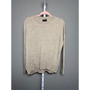Abercrombie & Fitch Ribbed Knit Sweater Beige XS